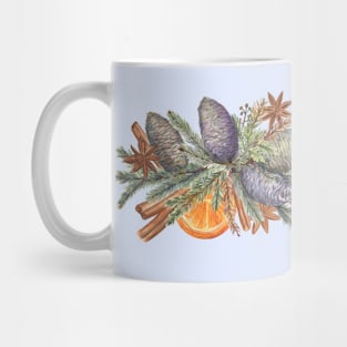 Christmas composition with pine cones and spices Mug